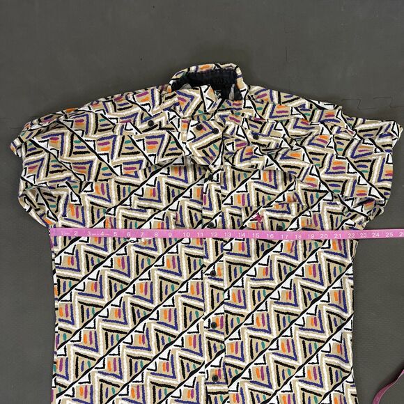 Vintage Lone Roo by Roper Western Shirt Long Sleeve Geometric Print FS Charity - Picture 8 of 12
